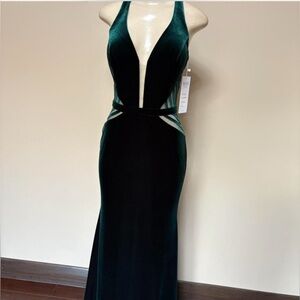 Mon Cheri Deep Green Backless Dress